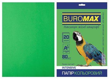 Папір кольоровий А4 Buromax INTENSIV 80гм2 зелений 20л.(BM.2721320-04) BM.2721320-04 фото