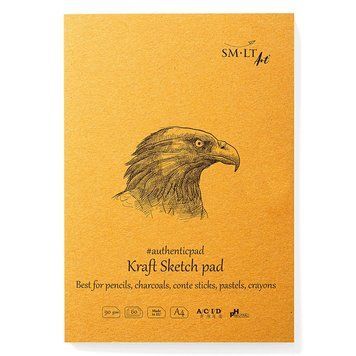 Блокнот-склейка для ескізів SMILTAINIS AUTHENTIC А4 90г/м2 60 арк. коричневий колір, (4770644592396) 4770644592396 фото