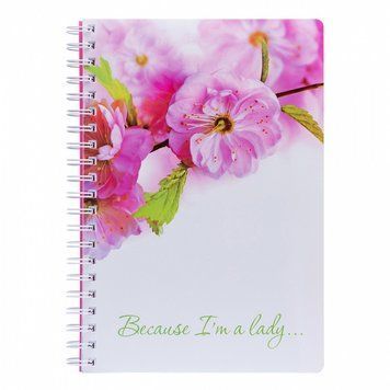 Записна книга блокнот YES Sakura А4 120 аркушів клітинка пласт. обкладинка подвійна cпіраль (681763) 681763 фото