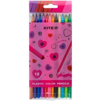 Олівці кольорові пластикові Kite Heart 12 кольорів (K24-049-2) K24-049-2 фото