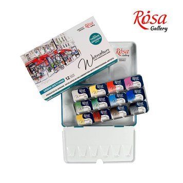 Фарби акварельні ROSA Gallery URBAN SKETCHING 12 кольорів кювета, Бірюза метал. пенал (4823098525691) 4823098525691 фото