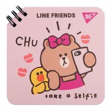 Записна книга блокнот YES Line Friends Chu 110х110 мм 80 аркушів без розмітки карт. обкладинка подвійна 151750 фото