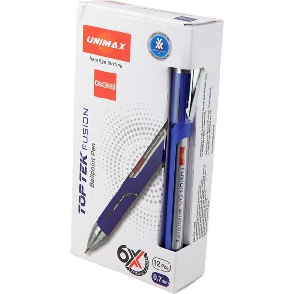 Ручка кулькова Unimax Top Tek Fusion синій 0,7 мм 10000м (UX-10 000-02) UX-10 000-02 фото