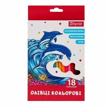 Олівці кольорові тригранні 1 Вересня Classic 18 кольорів (290738) 290738 фото