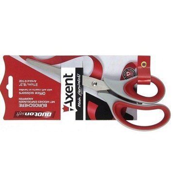 Ножиці Axent Duoton Soft 21см канцелярські сіро-червоні 6102-06-А 6102-06-A фото