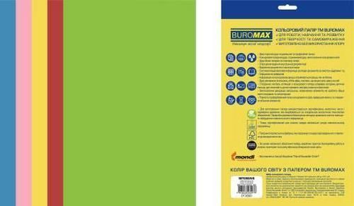 Папір кольоровий Buromax 20 аркушів набір 5 кольорів А4 80 г/м2 (BM.2721320E-99) BM.2721320E-99 фото