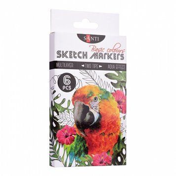 Набір скетч-маркерів Santi sketch Basic Colours 6 шт (390546) 390546 фото