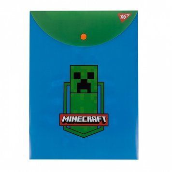Папка-конверт на кнопці вертикальна YES Minecraft A4 (492078) 492078 фото
