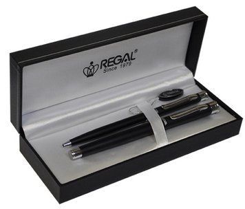 Ручки пір'яна і кулькова у подарунковому футлярі Regal чорний (R68008.L.BF) R68008.L.BF фото