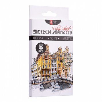Набір скетч-маркерів Santi sketch Urban Sketch 6 шт (390548) 390548 фото