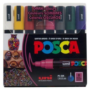 Набір маркерів Uni POSCA Dark Color 8 шт 1,8-2,5 мм (PC-5M DARK COLOR 8C) PC-5M DARK COLOR 8C фото