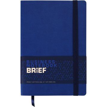 Записна книга блокнот Buromax BRIEF А5 мистецтв. шкіра 96арк. без розмітки, синій BM.295004-02 BM.295004-02 фото