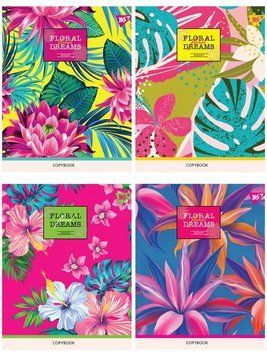 Зошит в клітку 18 л Yes "Tropical paradise" неон+софт-тач А5 мікс 4 дизайну (765197) 765197 фото