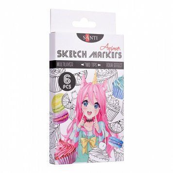 Набір скетч-маркерів Santi sketch Anime 6 шт (390550) 390550 фото