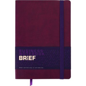 Записна книга блокнот Buromax BRIEF А5 мистецтв. шкіра 96арк. без розмітки, марсал BM.295004-13 BM.295004-13 фото