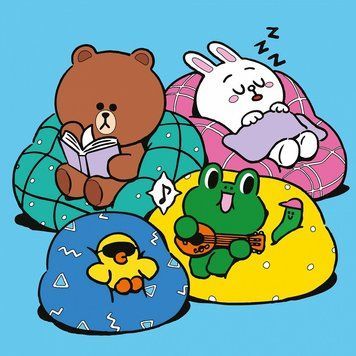 Картина за номерами Santi Line Friends. Браун, Саллі, Коні та Леонард на відпочинку 25х25 см (955370) 955370 фото