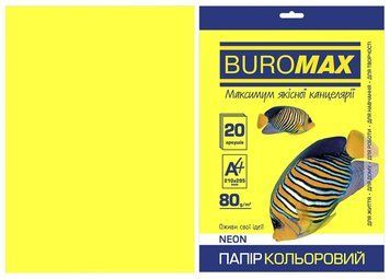 Папір кольоровий А4 Buromax NEON 80 гм2 жовтий 20 л. (BM.2721520-08) BM.2721520-08 фото