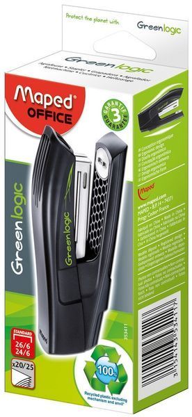 Степлер настільний Maped GREENLOGIC 25л. пластиковий (скоби №24/6,26/6) чорний (MP.353411) MP.353411 фото