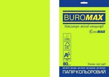 Папір кольоровий неоновий Buromax EUROMAX NEON 20 аркушів А4 80 г/м2 зелений (BM.2721520E-04) BM.2721520E-04 фото
