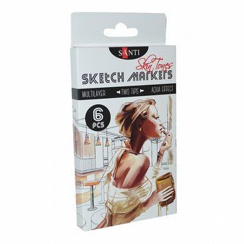 Набір маркерів "SANTI sketch" "Skin Tones", 6 шт/уп. 390568 фото