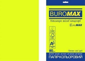 Папір кольоровий неоновий Buromax EUROMAX NEON 20 аркушів А4 80 г/м2 жовтий (BM.2721520E-08) BM.2721520E-08 фото