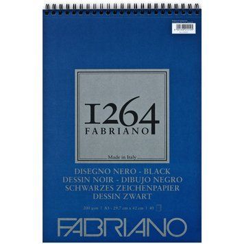 Альбом для рисунку на спіралі Fabriano 1264 А3 200г/м2 40 арк. чорний папір (8001348212195) 8001348212195 фото