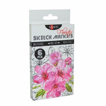 Набір маркерів "SANTI sketch" "Floristics", 6 шт/уп. 390569 фото