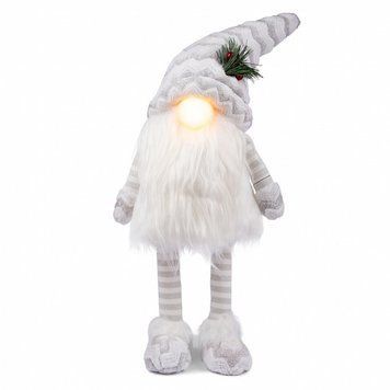 Новорічна м'яка іграшка Гном білий Novogodko 60 см LED (974626) 974626 фото