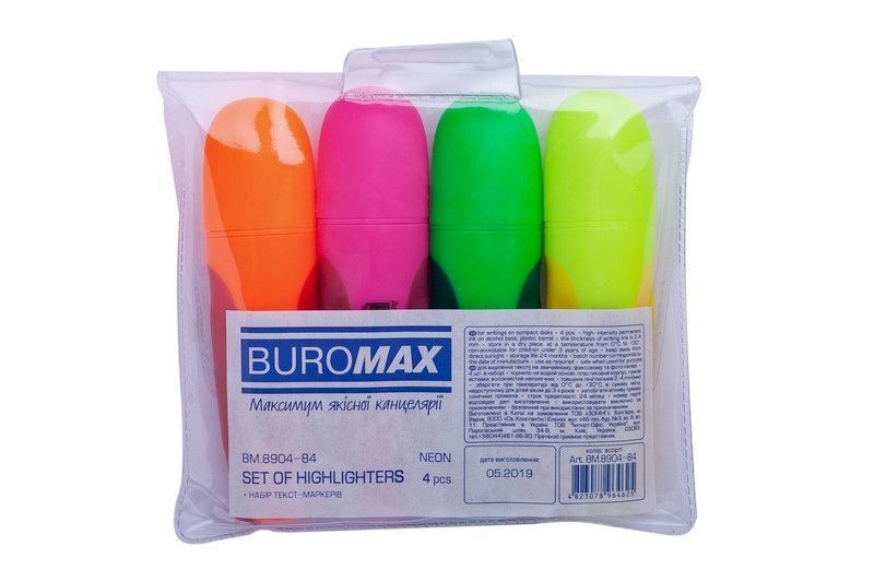 Маркер текстовыделитель Buromax Neon набір 4 шт (BM.8904-84) BM.8904-84 фото