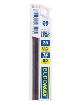 Стрижні для механічних олівців Buromax 2B 0,5 мм 12 шт. (BM.8660) BM.8660 фото