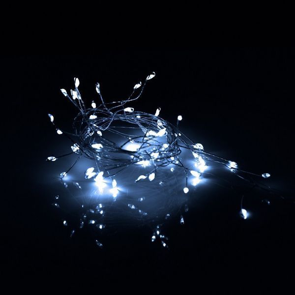 Електрогірлянда Кластер на мідному дроті YES! Fun 1 м 50 LED холодна біла, статична, батарейки (975018) 975018 фото
