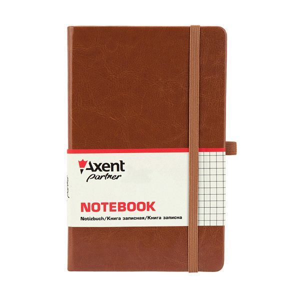 Записна книга блокнот Axent 125х195мм 96арк клітка,тв. обл.,коричневий Partner Lux 8202-19-A 8202-19-A фото