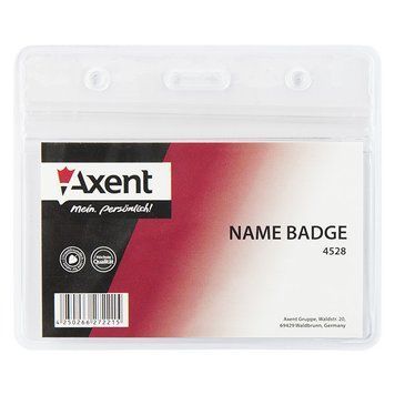 Бейдж горизонтальний Axent 88х54мм замок zip lock глянсовий прозорий 4528-A 4528-A фото