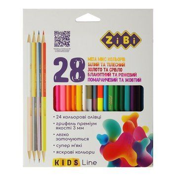 Олівці кольорові ZiBi KIDS Line тригранні 28 кольорів (ZB.2442) ZB.2442 фото