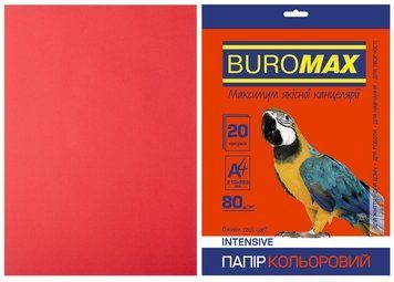 Папір кольоровий А4 Buromax INTENSIV 80гм2 червоний 20л. (BM.2721320-05) BM.2721320-05 фото