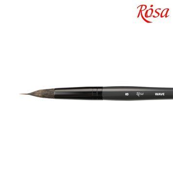 Кисть мікс білка, соболь Rosa Wave 148 кругла, лайнер №8 коротка ручка (4823098516835) 4823098516835 фото