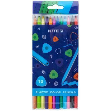 Олівці кольорові пластикові Kite Triangle 12 кольорів (K24-049-3) K24-049-3 фото