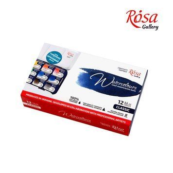 Фарби акварельні ROSA Gallery CLASSIC 12 кольорів кювета, Бірюза метал. пенал (4823098525707) 4823098525707 фото