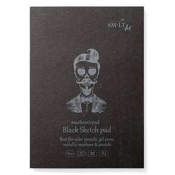 Блокнот-склейка для рисунку SMILTAINIS AUTHENTIC А4 165г/м2 30 арк. чорний папір (4770644592457) 4770644592457 фото