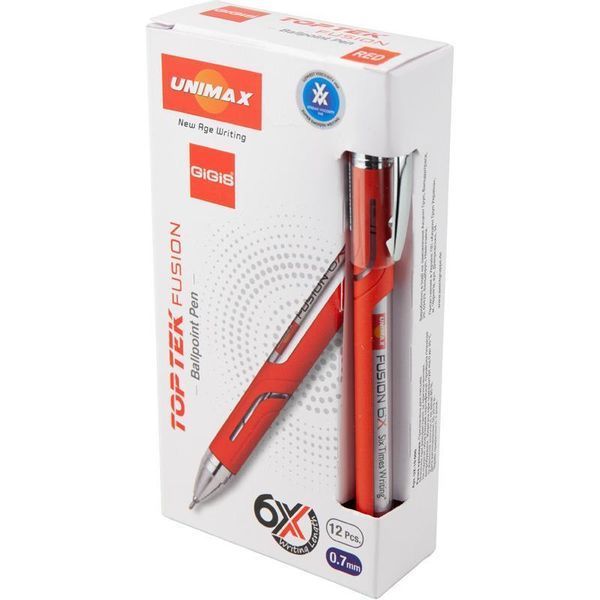 Ручка кулькова Unimax Top Tek Fusion червоний 0,7 мм 10000м (UX-10 000-06) UX-10 000-06 фото