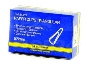 Скріпки трикутні Buromax 28 мм 100 шт нікель. BM.5023 BM.5023 фото