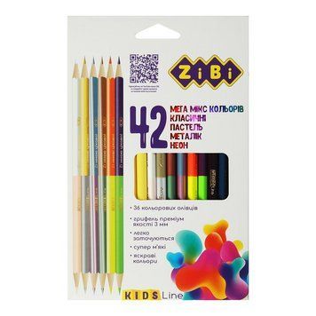Олівці кольорові ZiBi KIDS Line тригранні 42 кольори (ZB.2443) ZB.2443 фото