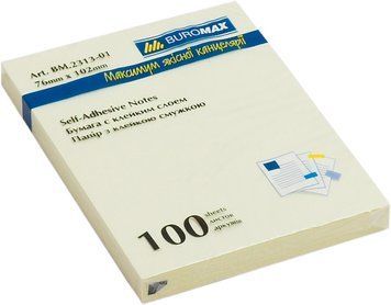 Блок паперу для нотаток клейкий шар Buromax 76х102мм 100л жовтий BM.2313-01 BM.2313-01 фото