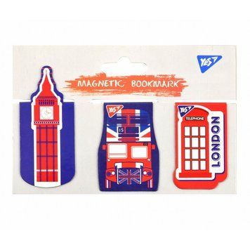 Закладки магнітні YES "London", висічка, 3шт 707004 фото