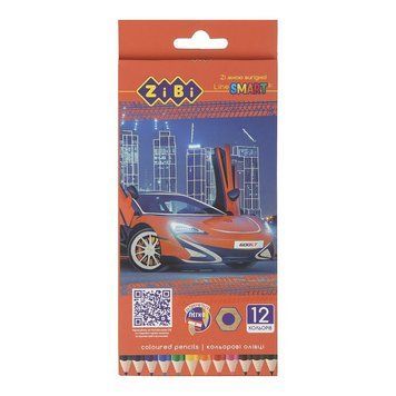 Олівці кольорові ZiBi SMART Line МАШИНКА шестигранні 12 кольорів (ZB.2446) ZB.2446 фото