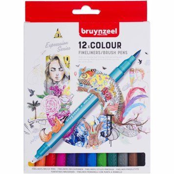 Лінер-пензлики Bruynzeel BrushPen двосторонні набір 12кол. (8712079454333) 8712079454333 фото