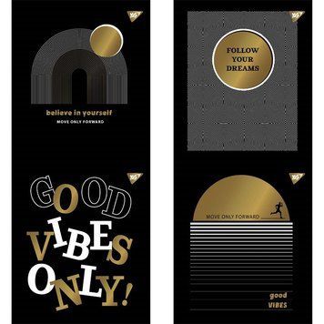 Зошит у клітинку 96 л YES Good vibes мікс обкладинок мат. ВДЛ+ УФ-спл+Pantone Gold (766903) 766903 фото