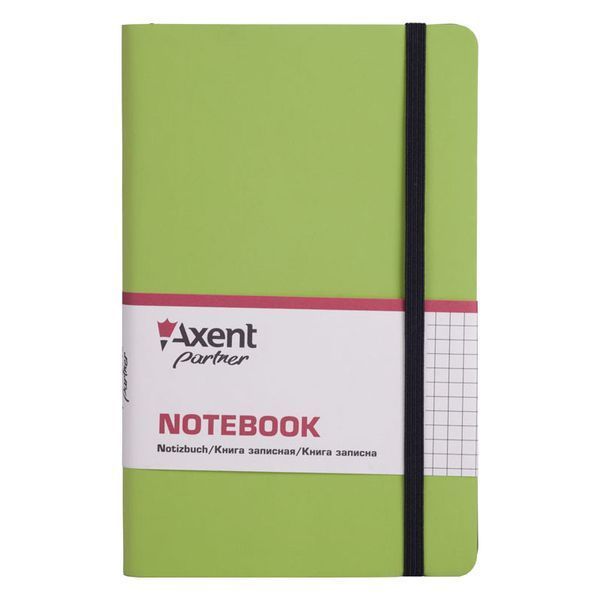 Записна книга блокнот Axent 125х195мм 96арк клітка,тв. обл.,салатовий Partner Soft 8206-09-A 8206-09-A фото