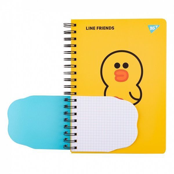 Нотатник YES Line Friends. Sally 2в1 В5+В8 80+20 аркушів клітинка карт. обкладинка подвійна 151780 фото