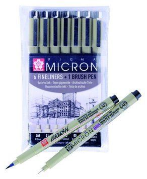 Набір Линеро PIGMA Micron 6шт + PIGMA BRUSH В ПОДАРУНОК, Sakura 8712079397975 фото